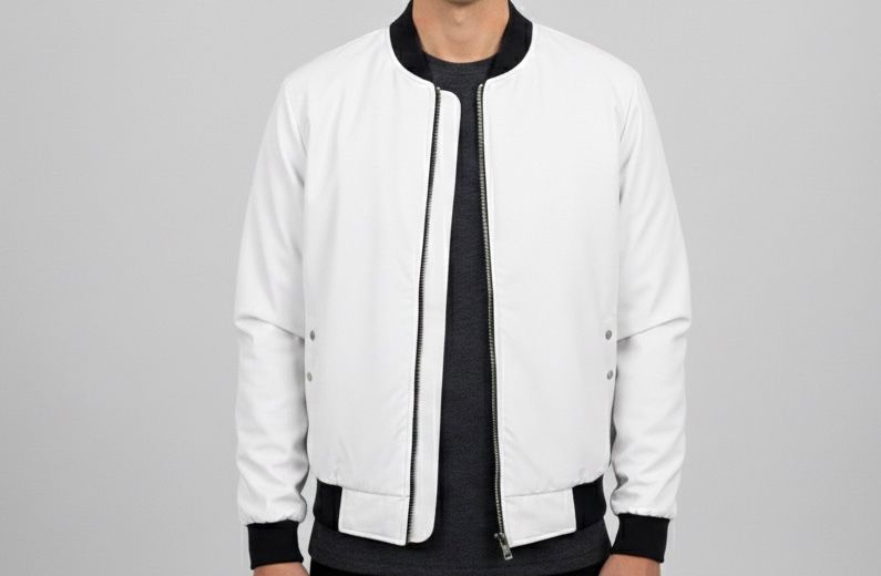 Men’s Classic White Bomber Jacket